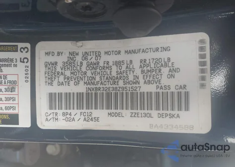 2008 Toyota Corolla S из США, поврежденный, VIN 1NXBR32E38Z951527